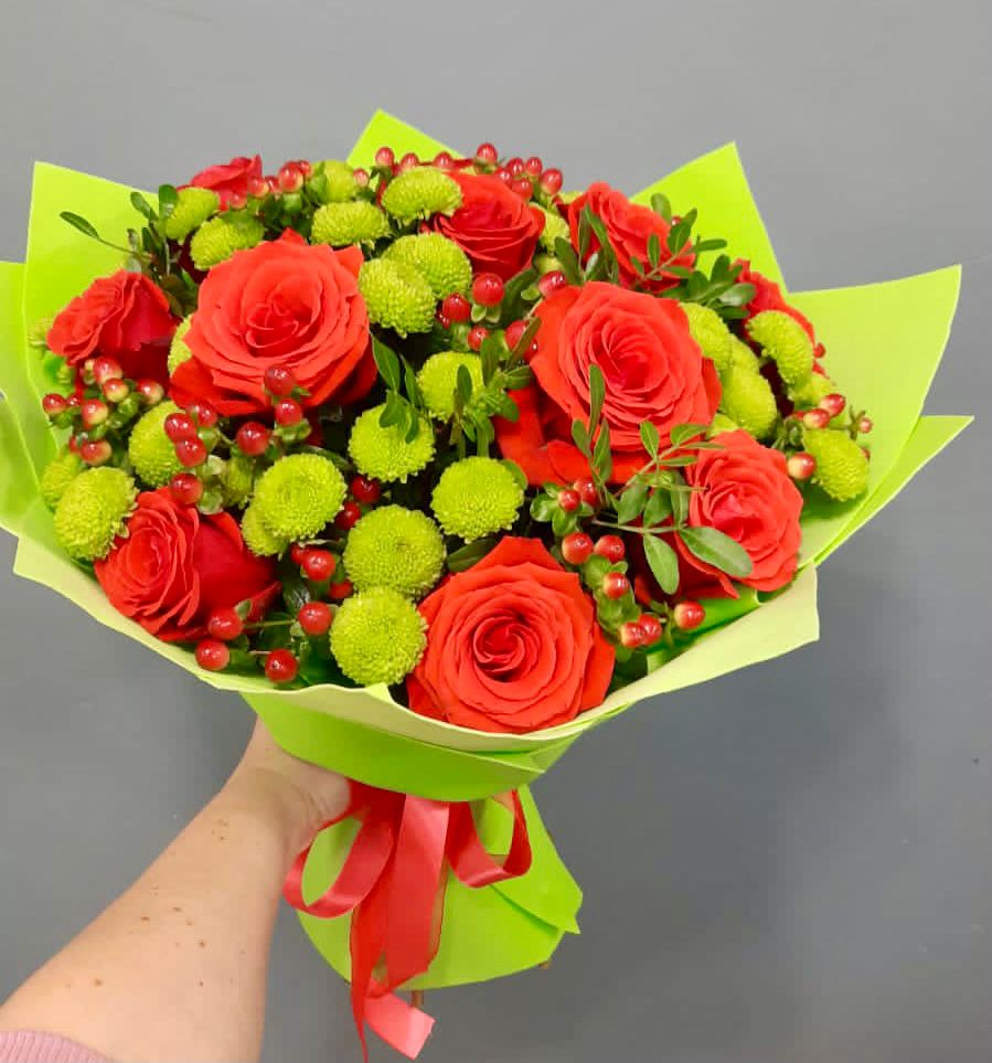 Букет цветов из: Хризантемы и Розы в Квашенки