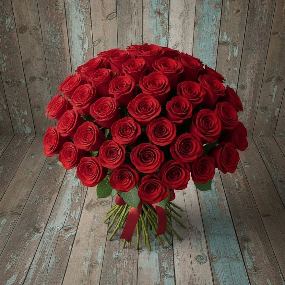 Букет 55 Красных роз Фридом в Квашенки