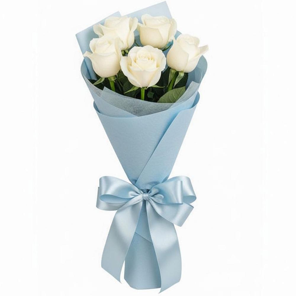 Букет 5 Белых роз Проуд в Квашенки