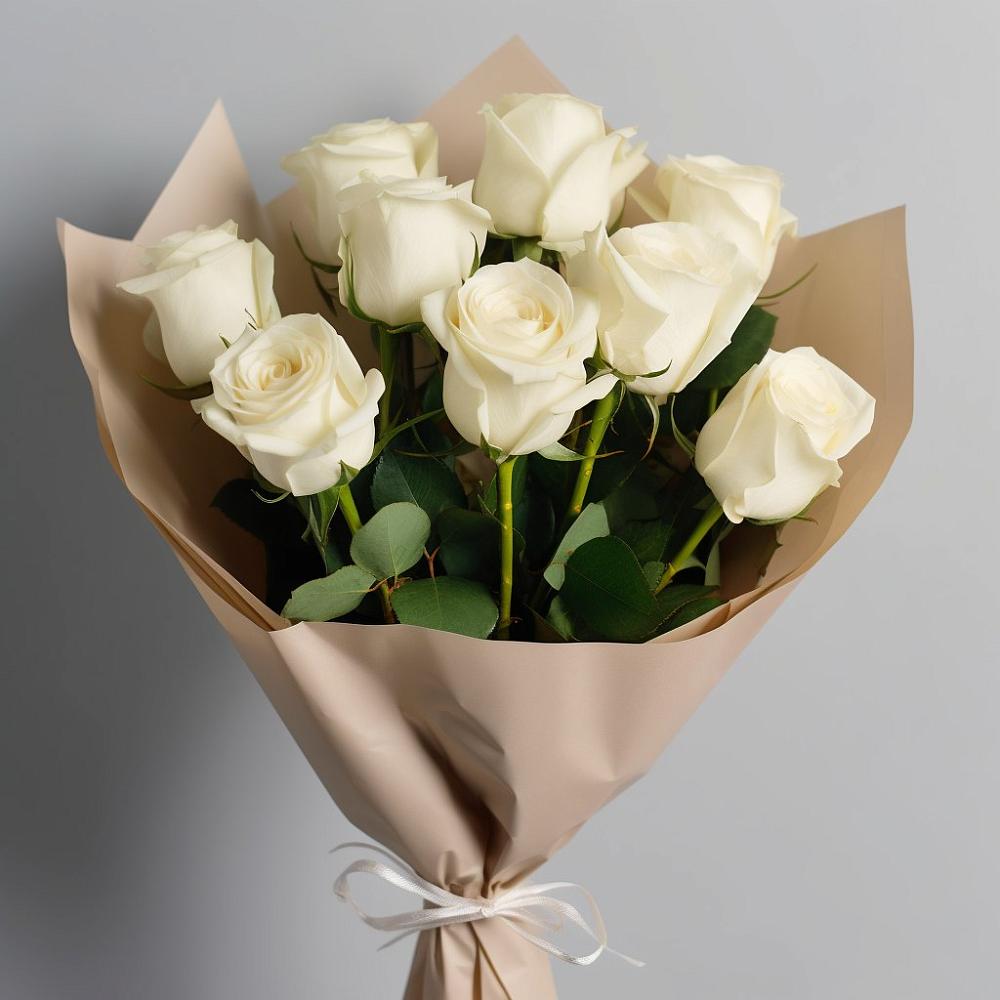 Букет 9 Белых роз Эдлесс Лав в Квашенки