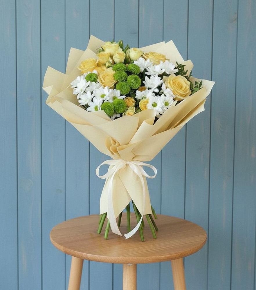 Букет цветов из: Хризантемы и Розы в Квашенки