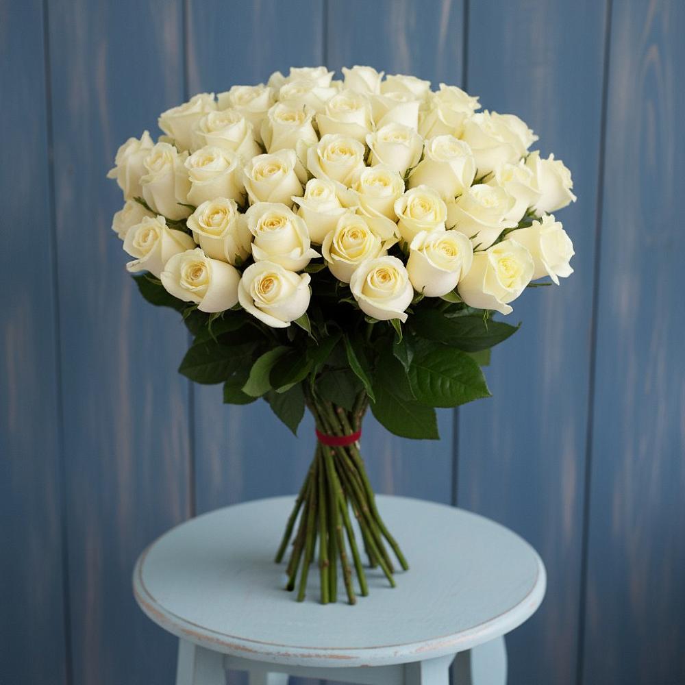 Букет 51 Белая роза Эдлесс Лав в Квашенки