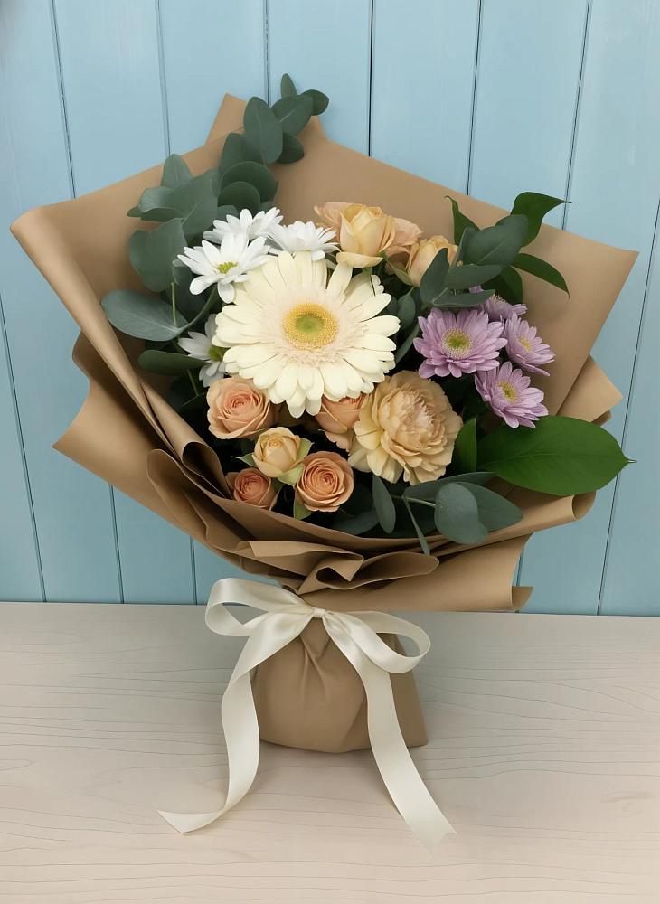 Букет цветов из: Герберы и Хризантемы в Квашенки