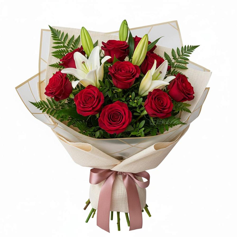 Букет цветов из: Лилии и Розы в Квашенки