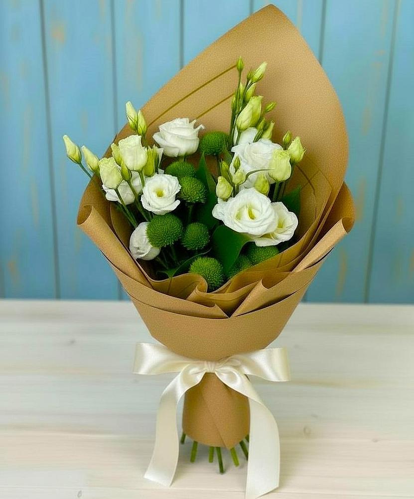 Букет цветов из: Хризантемы и Лизиантусы в Квашенки