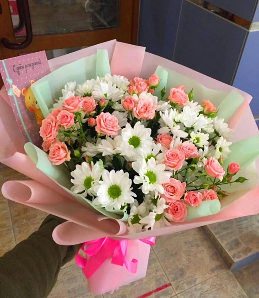 Букет цветов из: Розы и Хризантемы в Квашенки