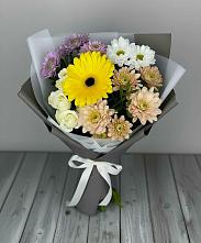 Букет цветов из:  Розы, Герберы и Хризантемы в Квашенки