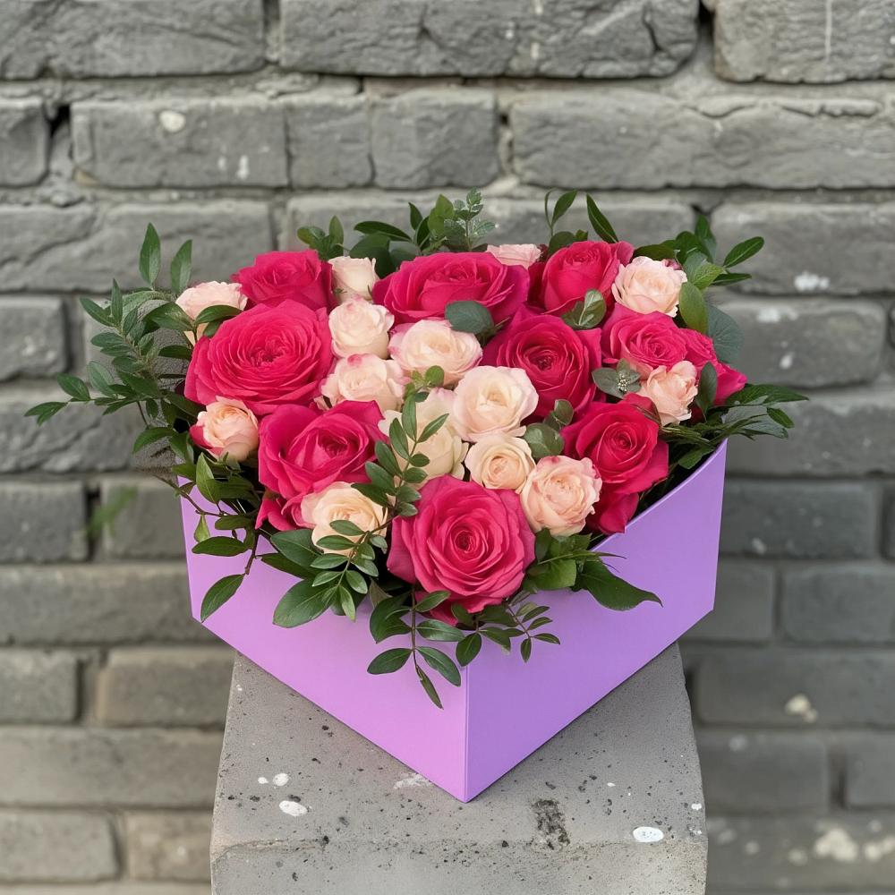 Цветочная композиция из Розы в коробке в Квашенки