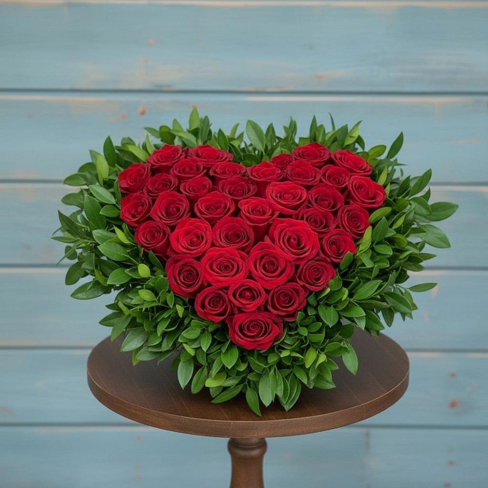 Цветочная композиция из Розы в виде сердца в Квашенки