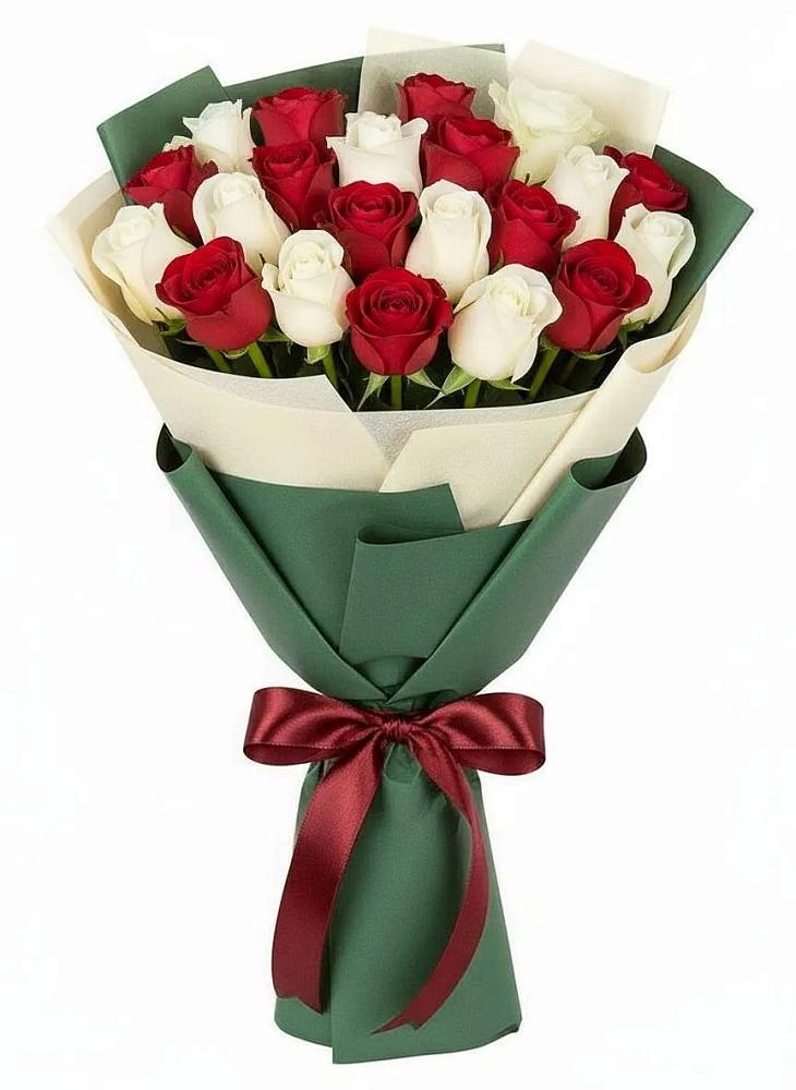 Букет Микс из красных и белых роз в Квашенки