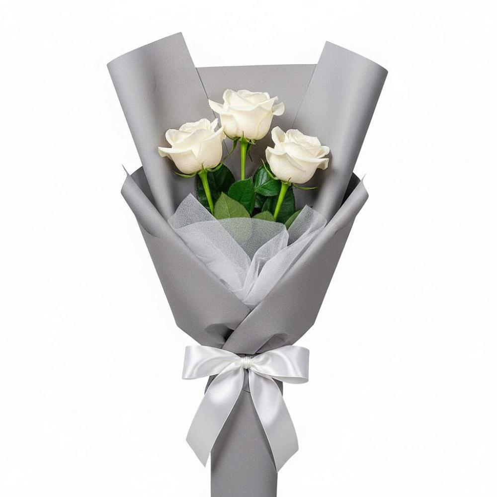 Букет 3 белые розы в Квашенки