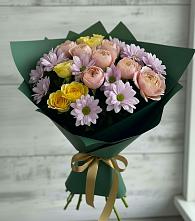 Букет цветов из:  Хризантемы и Розы #REPLACE_PRED# Квашенки