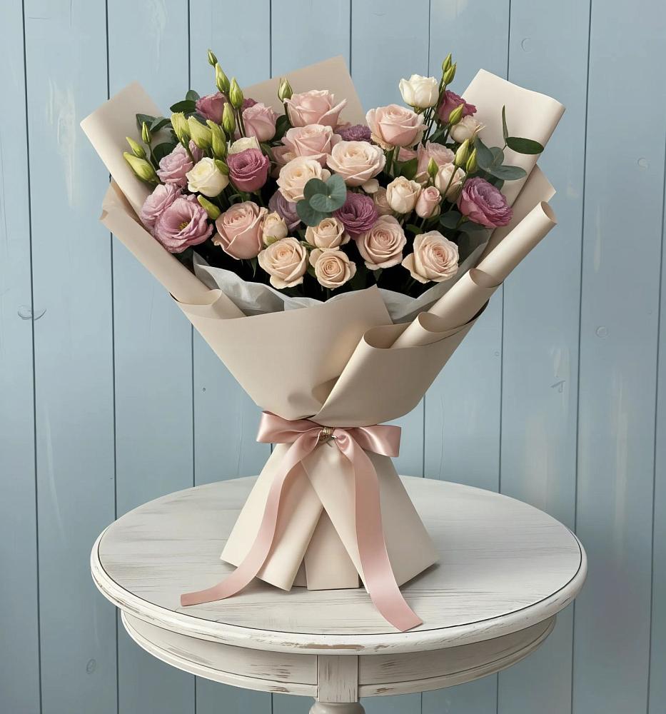 Букет цветов из: Розы и Лизиантусы в Квашенки