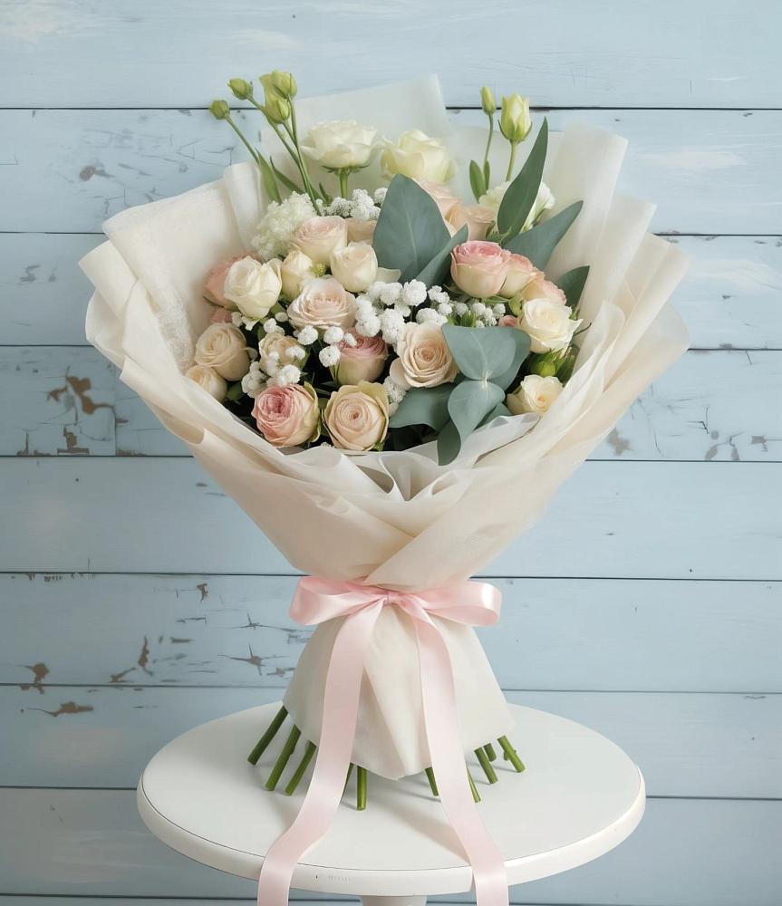 Букет цветов из: Розы и Лизиантусы в Квашенки