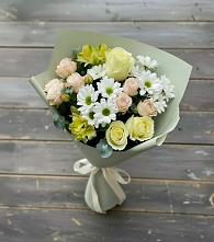 Букет цветов из:  Альстромерии, Розы и Хризантемы в Квашенки