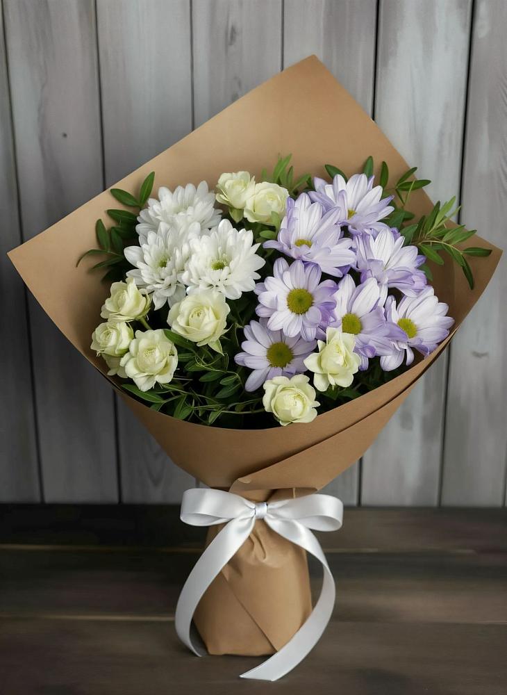 Букет цветов из: Хризантемы и Розы в Квашенки